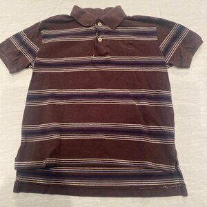 Boys Chaps Brown Striped Short Sleeve Button Up Golf Shirt size 7